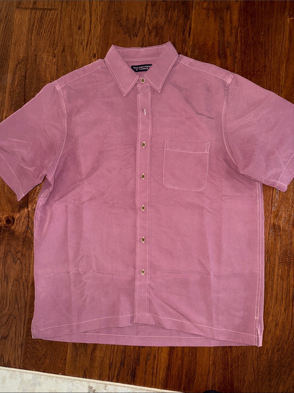 Roundtree & Yorke Short-Sleeve Button-Down Shirt in Dusty Rose